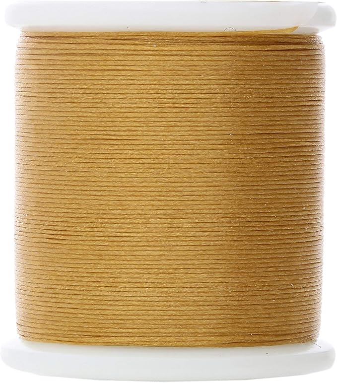 KO Nylon Beading Thread, Gold Color, Japanese Pre-Waxed 100% Nylon, 330TEX, Tangle Resistant Knotting Cords, 50m /55 yds Spool, Use for Seed Bead Projects, Loom Work & Bead Weaving