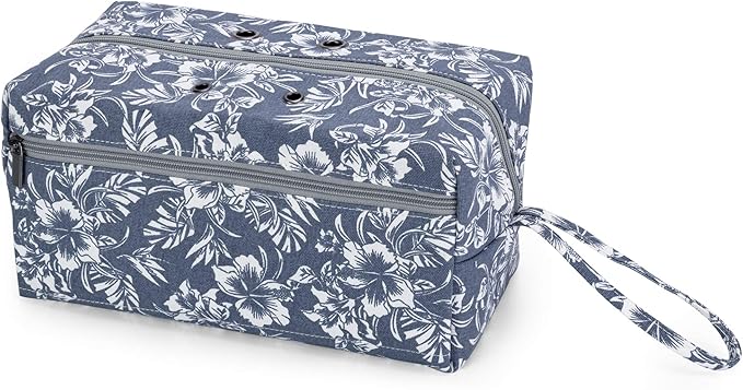 LUXJA Yarn Storage Bag, Carrying Knitting Bag for Yarn Skeins, Crochet Hooks, Knitting Needles (up to 10 Inches) and Other Small Accessories (Large, Flowers)