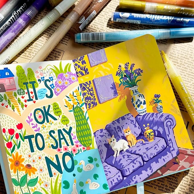 Mix Media Pad,3.5"x5.5" Small Hardcover Leather Art Sketchbook,60 Sheets(112lb/180gsm) Heavyweight Acid Free Artistic Painting Drawing Sketching Paper, Handy Pocket Journal Sketchbook.Light Blue