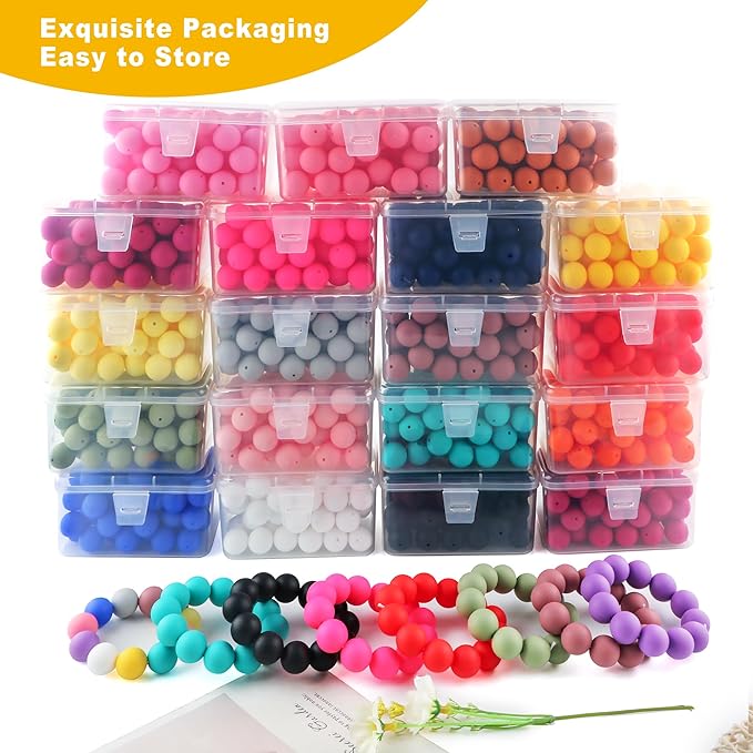 65Pcs 19mm Silicone Beads for Keychain Making Bracelet Necklace, Bulk Round Silicone Beads for Pens(Yellow)