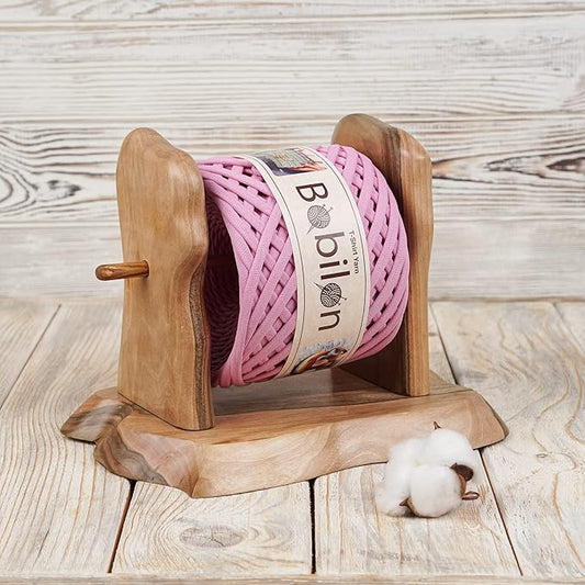 Cotton T-Shirt Yarn – 5–7 mm Jersey Ribbon for Crochet, Knitting, Macrame, DIY Crafts – 110 Yards – Soft Cotton for Bags, Baskets, Cushions – Bubble Gum