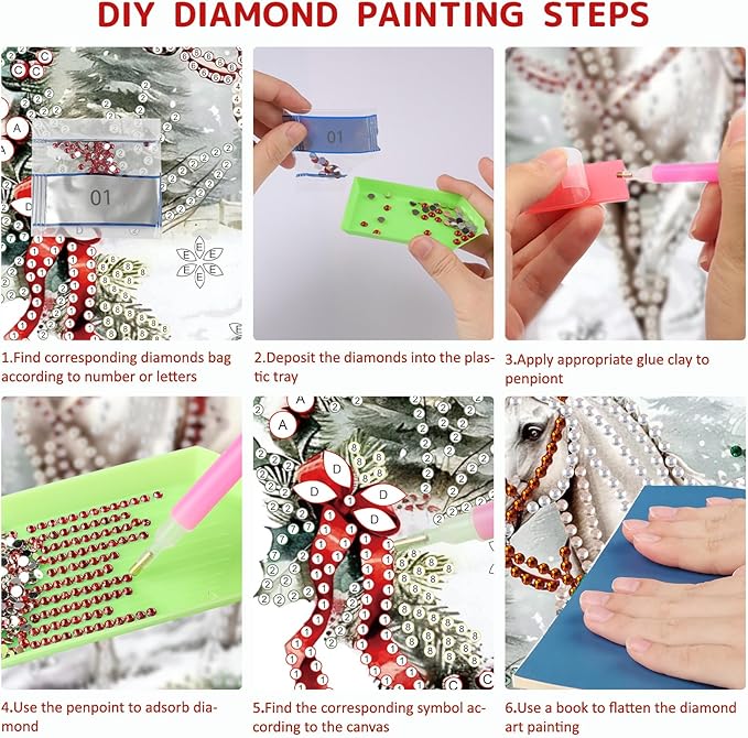 SENQAO Horse Diamond Art Hanging Kits for Adults Kids, Christmas Diamond Art Suncatchers, 5D Special Shape Diamond Painting Pendant Window Ornament Gifts for Home Garden Door Wall Decor