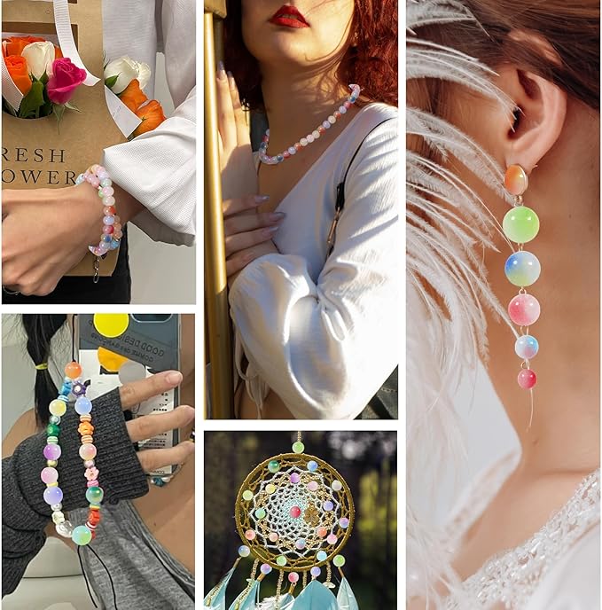 TOAOB 600pcs Glass Beads for Jewelry Making 24 Colors 8mm Round Crystal Gradient Beads Bracelet Making Kit for Necklace Jewelry Making and DIY Crafts