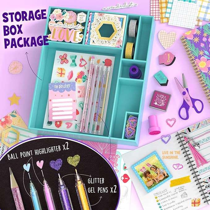 laoese 2-pack diy journal kit for girls -christmas birthday gifts for girls 8 9 10 11 12 13 14 years old - arts & crafts for teens trendy stuff - scrapbook & diary supplies toys set