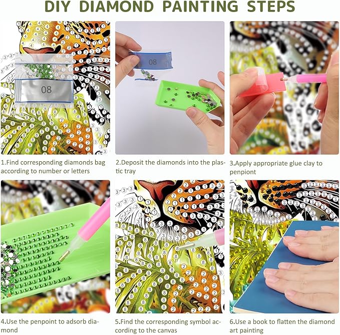 SENQAO Leopard Diamond Art Hanging Kit for Adult, Special Shaped Rhinestone, DIY Acrylic 5D Cheetah Diamond Art Painting Window Pendants Home Garden Wall Hanging Kits Hanging Ornament