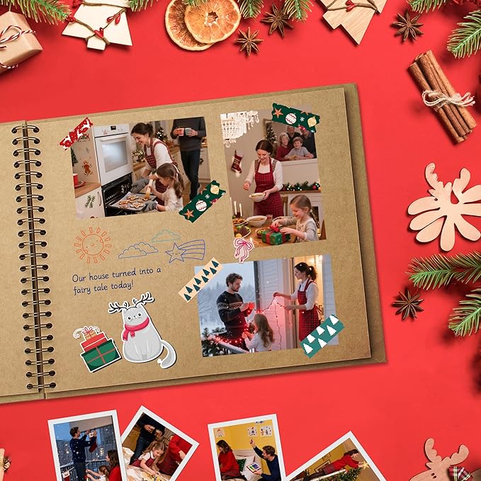 Scrapbook 7x7 Inch DIY Scrapbook Album Hardcover Kraft Paper Scrap Book Photo Albums 40 Pages Perfect for 4x6 / 5x7 Photos Memory Book for Family, Wedding