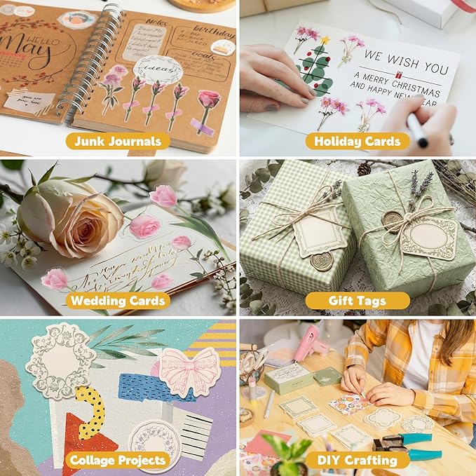 160 Pcs Vintage Scrapbook Supplies Kit, Including 120 Sheets Scrapbook Paper Pad 40 Decorative Flower Stickers, Junk Journal Accessories Scrap Book Crafting for Mixed Media Collage Card Making