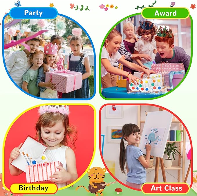 mini watercolor paint set for kids.18 pack watercolor paint kids,5 color water color set with paint brush and palette tray.diy for art party favors, prizes,birthday.