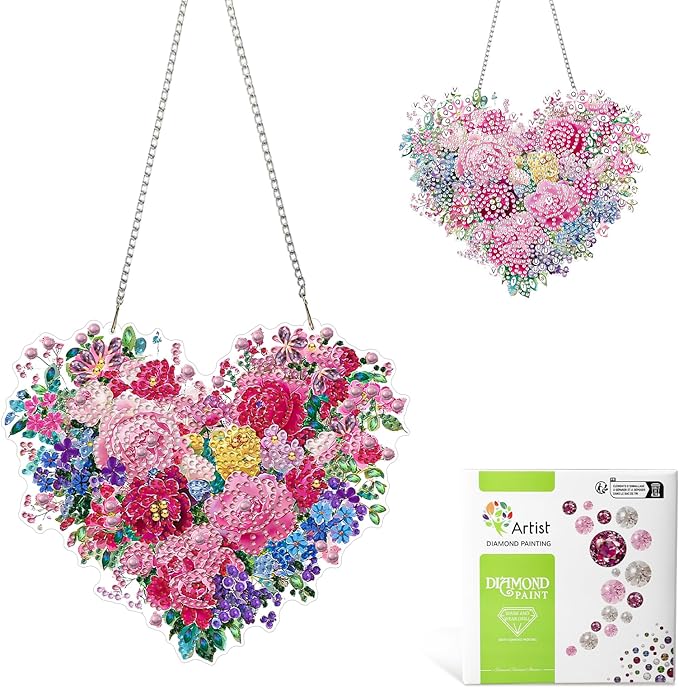 MAXBYE Hanging Diamond Art Kits for Adults Flowers, Special Crystal Double Sided Pendant DIY Diamond Art Painting Kits for Beginners Gift Wall Home Decoration