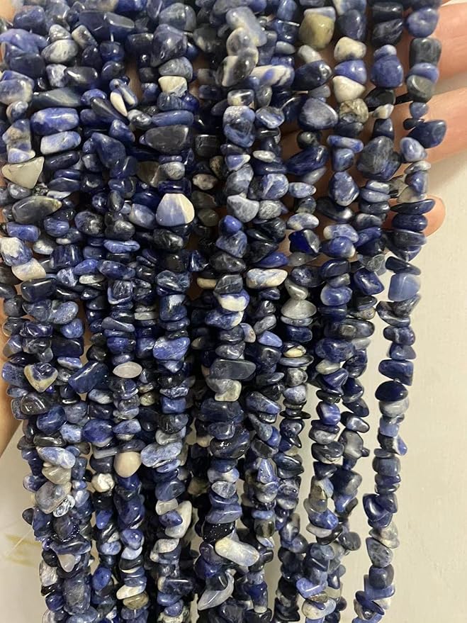 7-8mm Natural Blue Sodalite Gemstone Chips Beads Healing Crystals Waist Bracelets Necklace Kit Irregular Stone DIY Crafts Design Jewelry Making