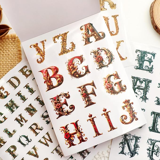 50 Sheets Alphabet & Number Letter Stickers for Scrapbooking, Journaling & DIY Crafts, Vinyl Adhesive Sticker Letters for Scrapbook Supplies, Journals, Planners & Decorative Projects