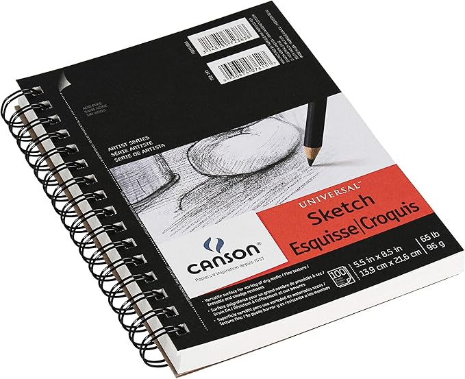 Canson 100510850 Pro-Art Artist Series Universal Sketch Pad, 5.5" x 8.5" Side Wire
