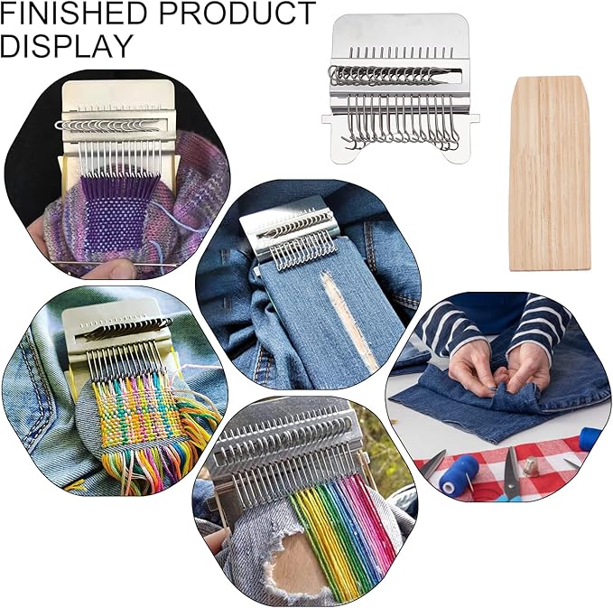 arricraft Wood Knitting Looms, Mini Weaving Frame Loom Kit with Pin Rubber Findings for DIY Weaving Arts, Repair Clothes, Mending Jeans