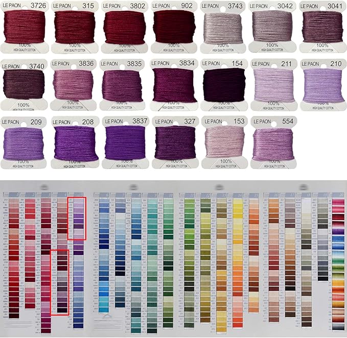Premium Rainbow Color Embroidery Floss bobbins - Cross Stitch Threads - Friendship Bracelets Floss - Crafts Floss - 20 Bobbins Per Pack Embroidery Floss, Dark Violet Gradient