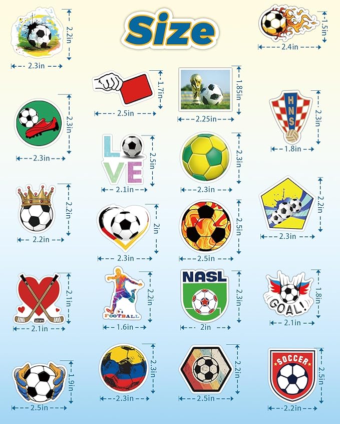pcnearty 100 pcs sport stickers for kids, soccer water bottle stickers, vinyl waterproof laptop sticker for water bottle, bulk sticker packs for boys kids classroom prizes for elementary students