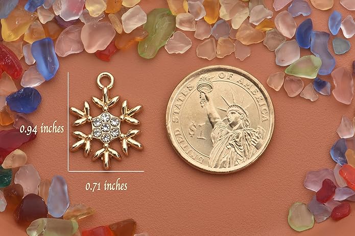 Pack of 20 Rhinestone Charms Gold Plated Pendants Pave Crystal Accessories for Necklace Bracelet Jewelry Making DIY Crafting