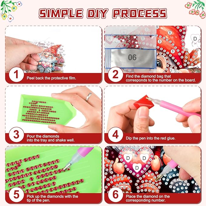 KEYIFA Love Hanging Diamond Art Painting Kits for Adults and Kids Age 8-12, 5D Special Shape Diamond Dots Kit Gnomes, Crystal Gem Painting Art Crafts for Window, Wall, Door, Garden Decor