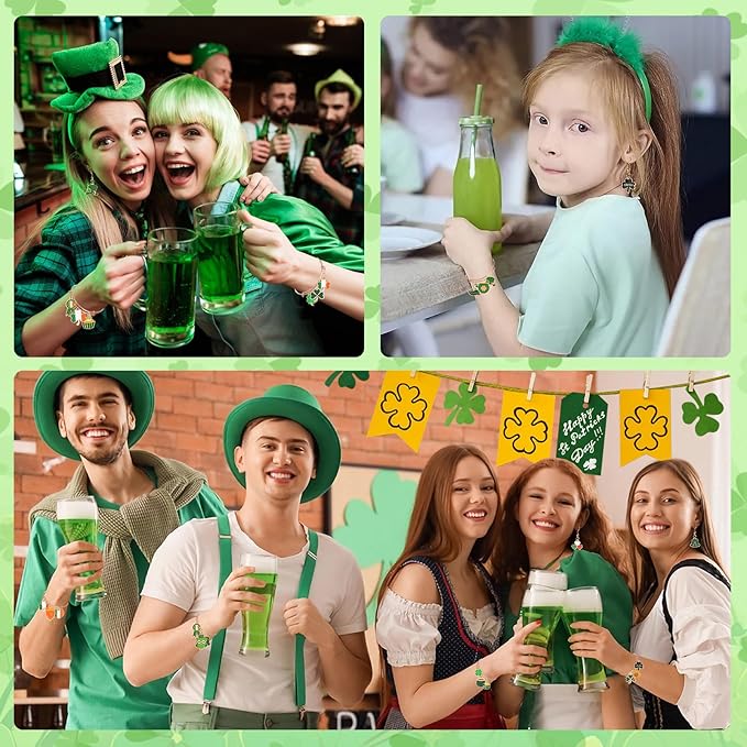 SANNIX 350pcs St. Patrick's Day Charms, Shamrock Charms for Jewelry Making - Green Hat Beer Gnome Irish Enamel Pendants for DIY Crafts Bracelets Necklaces Earrings Making Supplies