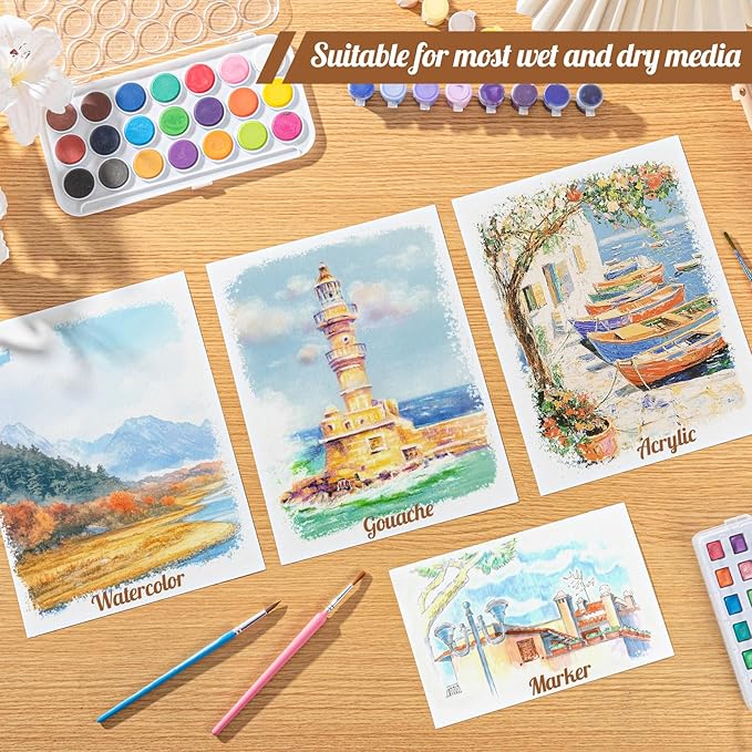 80 Sheets Watercolor Paper Bulk, 110 lb/230 GSM Cold Press Paper White Water Color Paper for Kids Child Students Adults Artists Drawing Wedding Gift Cards(8.5x11 Inch)