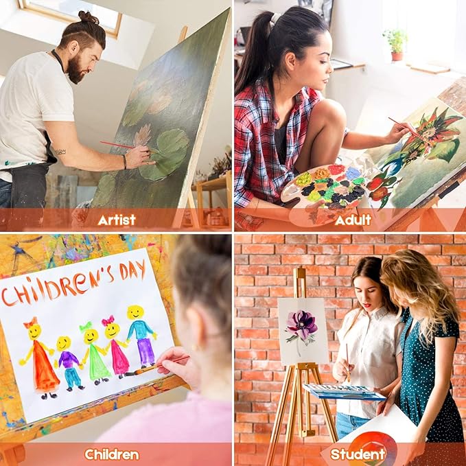Soucolor Acrylic Paint Brushes Set, Halloween Painting Craft for Adults Kids, 24Pcs Round Pointed Tip Artist Paintbrushes for Acrylic Painting Oil Watercolor Canvas Boards Easter Eggs Rock Art