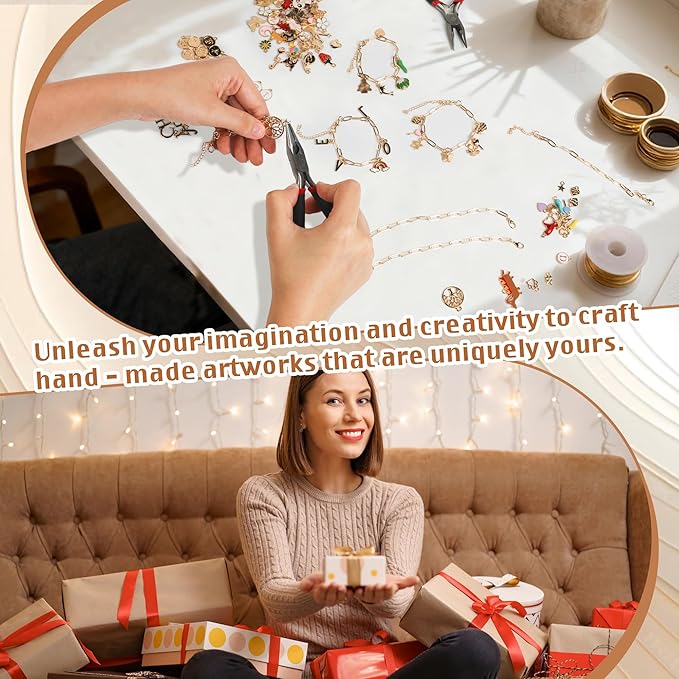 Starry 238PCS Charm Bracelet Making Kit Jewelry Making kit for Adults Including 10 Paperclip Chain Bracelets, 50 Charms,150pcs Jump Rings,Letter Charms/Pliers Accessories for DIY Jewelry Making