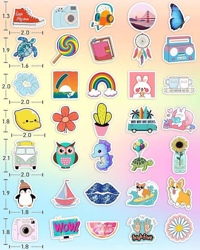 300 pcs stickers for kids, cute water bottle vinyl waterproof laptop stickers for students gifts school supplies classroom teacher prizes stocking stuffers sticker pack for kids girls teens