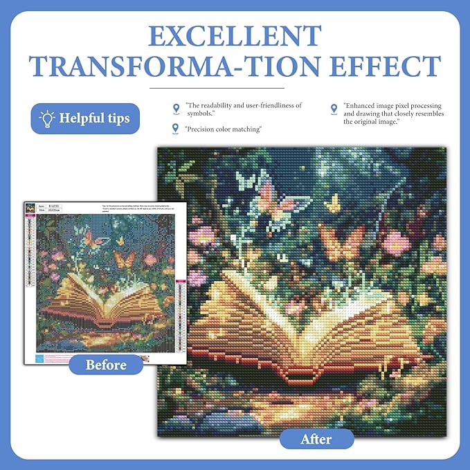 Camocin Diamond Art Kits for Adults Book, 5D Butterfly Diamond Painting Kits for Adults Beginners, DIY Book Full Round Dots Drill Gem Art Kit for Gift Home Wall Decor 14 x 14 Inch