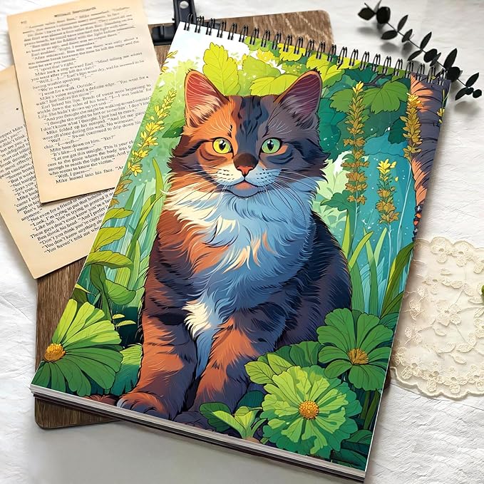 Cat Coloring Book for Adults Spiral Bound, One Sided Design Cat Adult Coloring Book Spiral Bound for Women Anxiety Therapy Thick Paper - 30 Pages for Stress Relief and Relaxation