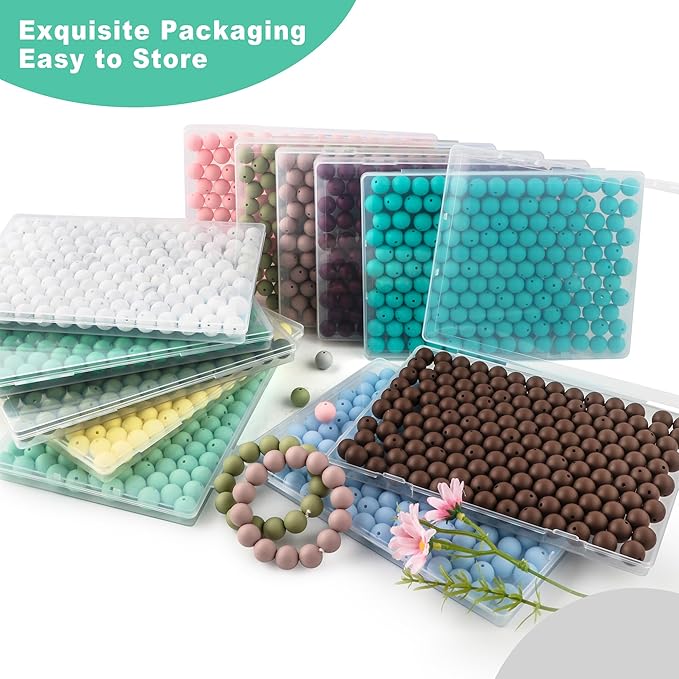 160Pcs 12mm Silicone Beads for Keychain Making Bracelet Necklace, Bulk Round Silicone Beads for Pens(Mint Green)