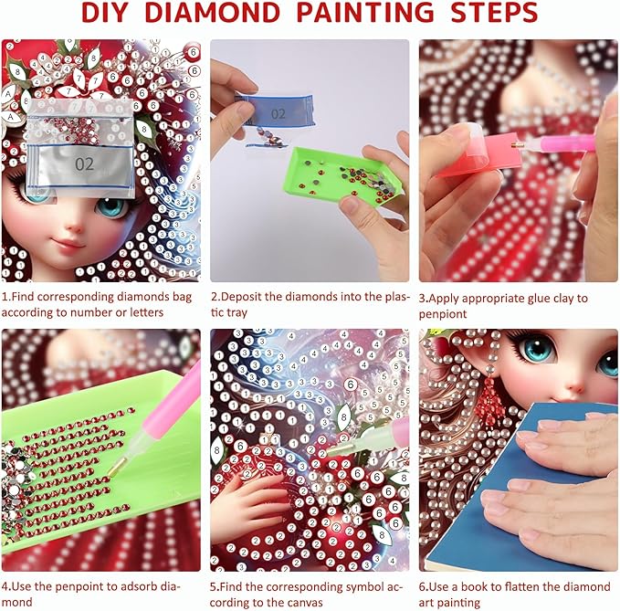 SENQAO Fairy Diamond Art Hanging Kits for Adults, Christmas Diamond Art Suncatchers, 5D Special Shape Diamond Painting Pendant Window Ornament Gifts for Home Garden Door Wall Decor
