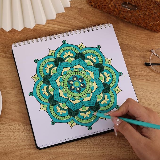 Mandala Coloring Book for Adults Relaxation and Teens Stress Relief, Spiral Coloring Book for Women, Hard Cover Spiral Bound Mindfulness Stress-Free Patterns for Adult to Relax Relieve Anxiety Gifts