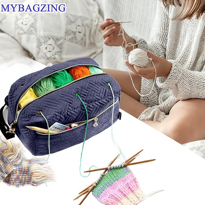 Crochet Bag Organizer - Knitting Bag - Yarn Storage Organizer - Yarn Bag for Crocheting - Yarn Holder for Crochet Accessories, Crocheting & Knitting Gifts