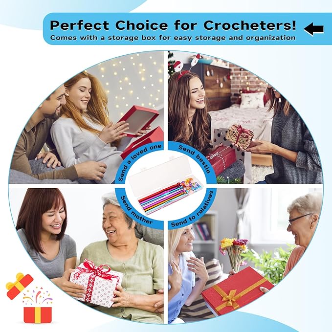 Mayboos 35 Pcs Crochet Hooks Set, Coloured Aluminum Ergonomic Handle Crochet Knitting Needles Craft Yarn for Beginners and Experienced Crochet Hook