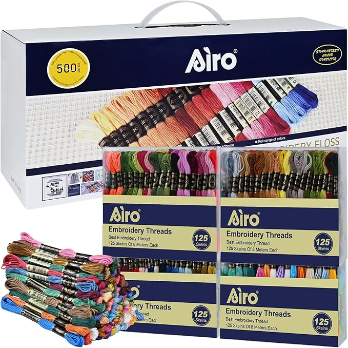 500 Skeins Embroidery Floss - 500 Color Rainbow Cross Stitch Thread, 26.3ft Each Skein Embroidery Polyester-Cotton Thread for Cross Stitch, Embroidery, Craft Floss, Bracelet Making
