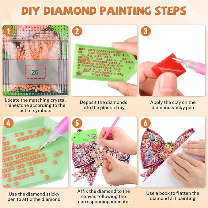 Masendp Adult Diamond Art Hanging Double Sided Kit, Special Shape Rhinestone Bow Gingerbread Man, DIY Acrylic 5D Diamond Art Painting Window Pendant Home Garden Wall Mounting Kit Hanging Ornament.