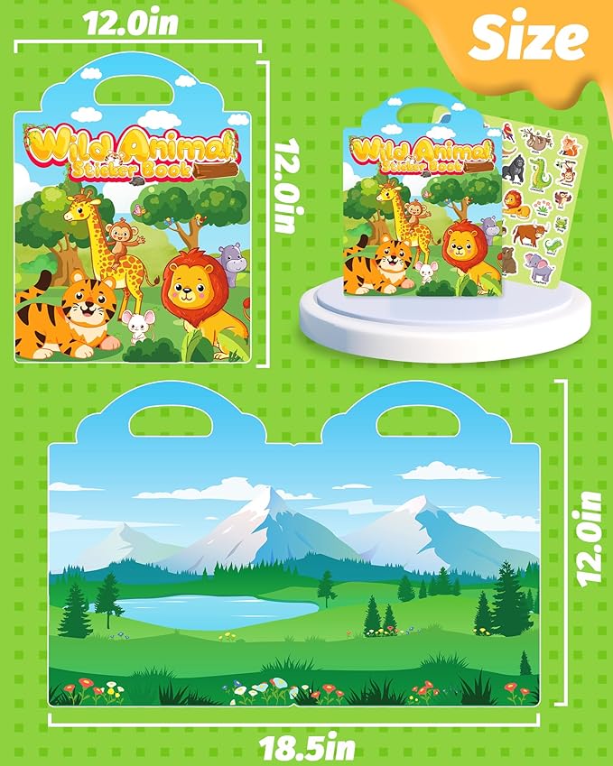 walenced reusable sticker book for toddlers, stickers for kids, toddler craft activities, toddler travel toys ages 3 and up boy girl birthday gifts
