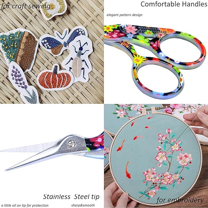 BIHRTC 3.6 Inch Bird Sewing Scissors Sewing Embroidery Scissors with Case Small Stainless Steel Sharp Pointed Tip for Household Office Home Needlework DIY Art Handcraft Tool