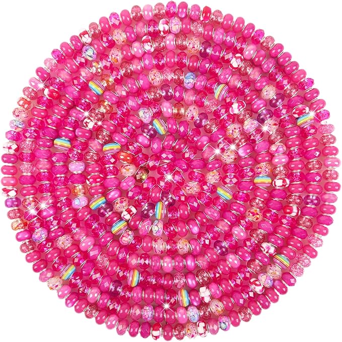Large Hole Beads Rose Red European Beads for Pens 100 Pieces Assorted Large Hole Fairy Wand Garden Beads Lampwork Craft Spacer Beads for DIY Charms Bracelet Necklace Decoration Jewelry Making Supplies
