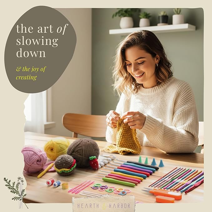 crochet kit for beginners adults and kids, 113 piece knitting & crochet supplies, 1500 yards assorted yarn, 21 ergonomic hooks, plus many accessories – beginner crochet kits ideal for amigurumi