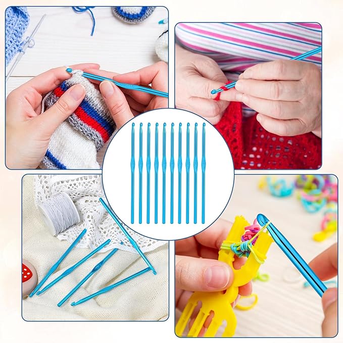 Crochet Hook 10pcs 5mm Aluminum Crochet Hook Knitting Needles for DIY Craft Yarn Crochets Supplies for Knitting Scarf (Blue)