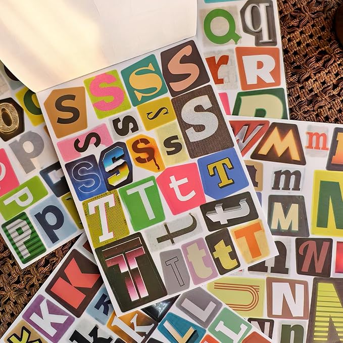 Large Ransom Note Alphabet Letter Stickers Book, Retro Mixed Font Collage Stickers for Scrapbooking, Junk Journal, DIY Craft Projects, Peel & Ready Stickers for Journaling, Card Making, Home Decor