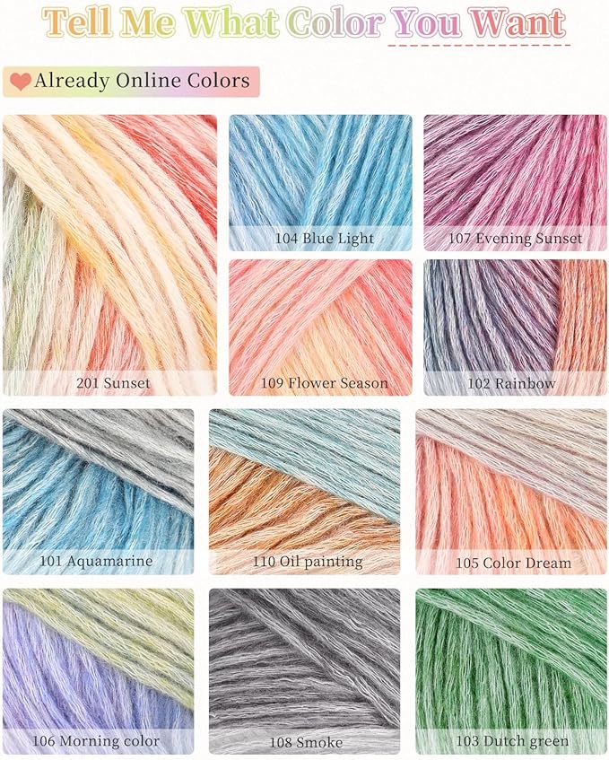 Coopay Yarn for Crocheting Knitting, Gradient Cake Yarns, 2 × 3.53oz - 240yds - 50% Cotton 50% Acrylic Ombre Yarns, Crochet Yarn for Blankets, Shawls, Scarves (104 Blue Light)