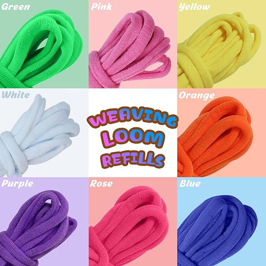 prebox weaving loom loop refill,7 inch 288 pcs in 8 vibrant colors, potholder loops, loom refill loops craft for kids