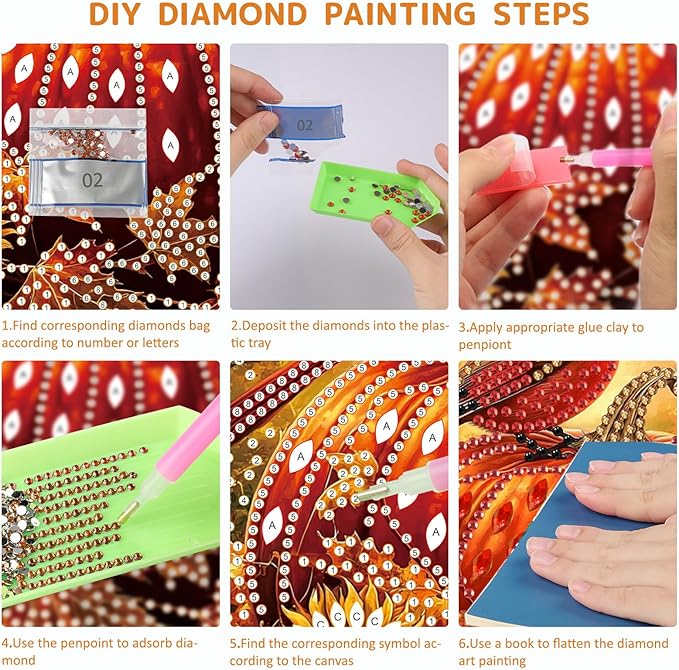 SENQAO Cardinal Diamond Art Hanging Kits for Adults Kids, Acrylic Diamonds Painting Pendant Board Kits Pumpkin, Diamond Art Painting Window Pendants Home Garden Wall Hanging Kits Hanging Ornament