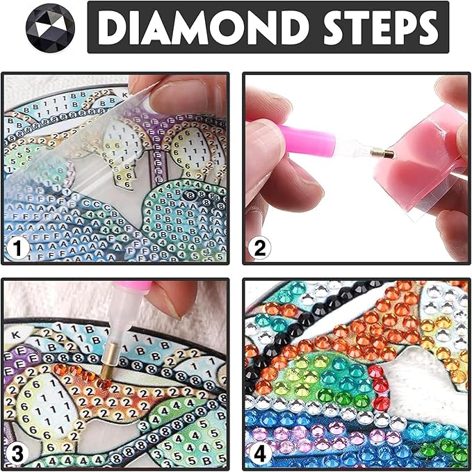Yomiie DIY Double Sided Sun Catcher Window Hanging – Dinosaur Animal Diamond Painting Pendant Kits, 5D Acrylic Diamonds Hanging Craft for Adults, Diamond Art Ornament for Outdoor/Indoor Decor 8x8 inch