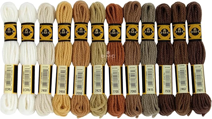 DMC Tapestry Wool - The Earth Tones Collection - 12 Count - 8.7 Yards Skeins