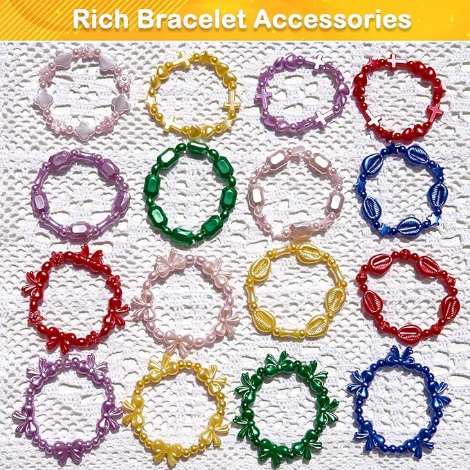 1170 Pcs ABS Imitation Pearl Beads for Jewelry Making, Assorted Heart Star Bowknot Circle Flower Aesthetic Cute Bead for Bracelet Necklaces Earrings Key Chains DIY Phone Charm Crafts (Yellow)