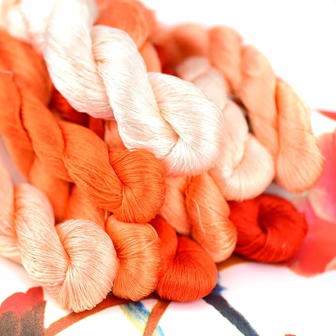 Natural 100% Silk Thread, Handmade Embroidery Thread Silk Floss 9 Colors 110m Each (26)