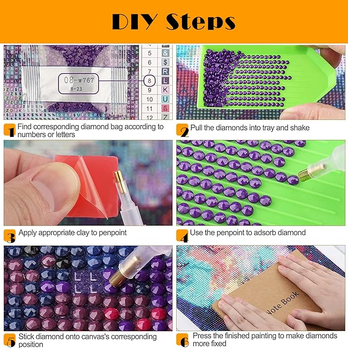 Youtheart Painting with Diamonds Diamond Art, 5D Full Drill Cross Stitch Embroidery Kits, DIY Wall Décor
