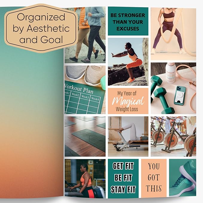 Vision Board Book for Black Women | 1000+ Vision Board Supplies, Pictures, Quotes & Letter/Number Stickers | Magazine-Style Clip Art Collage Book for Goal Setting & Manifestation